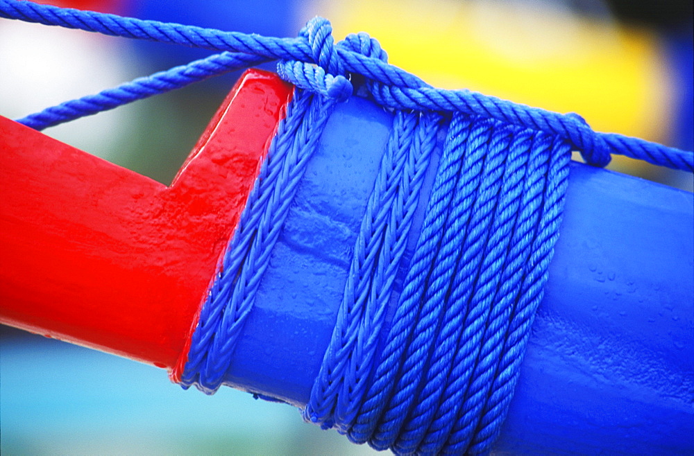 Close-up of a rope tied to a boat, Bali, Indonesia