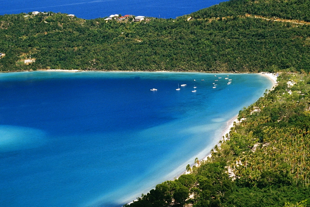 Aerial view of the coastline, S.S. Norway, Magens Bay, St. Thomas, U.S. Virgin Islands