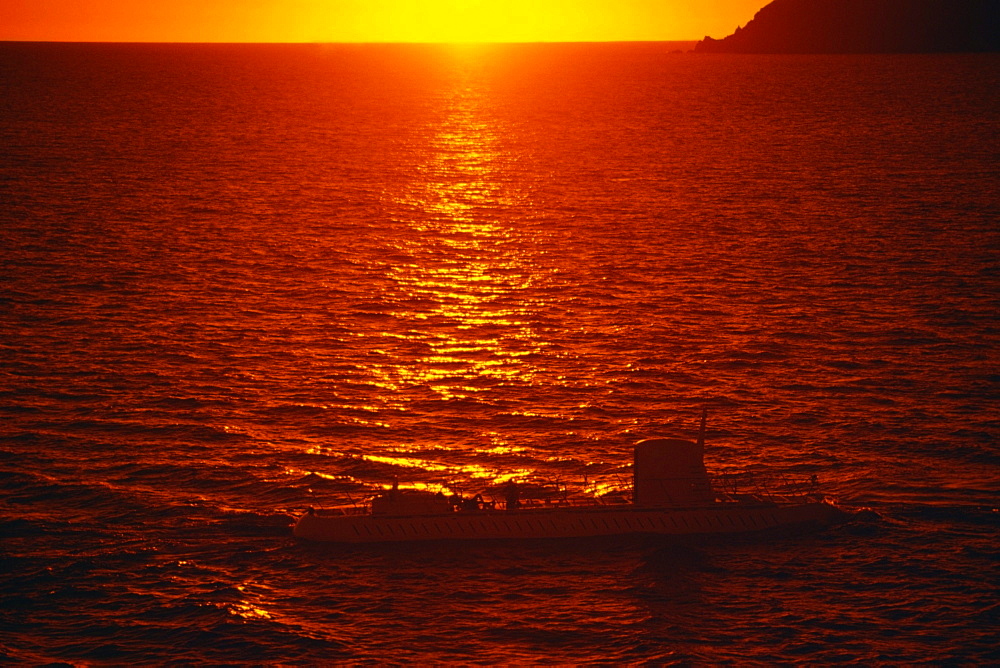 Atlantis submarine sailing at sunset, St. Thomas, U.S. Virgin Islands