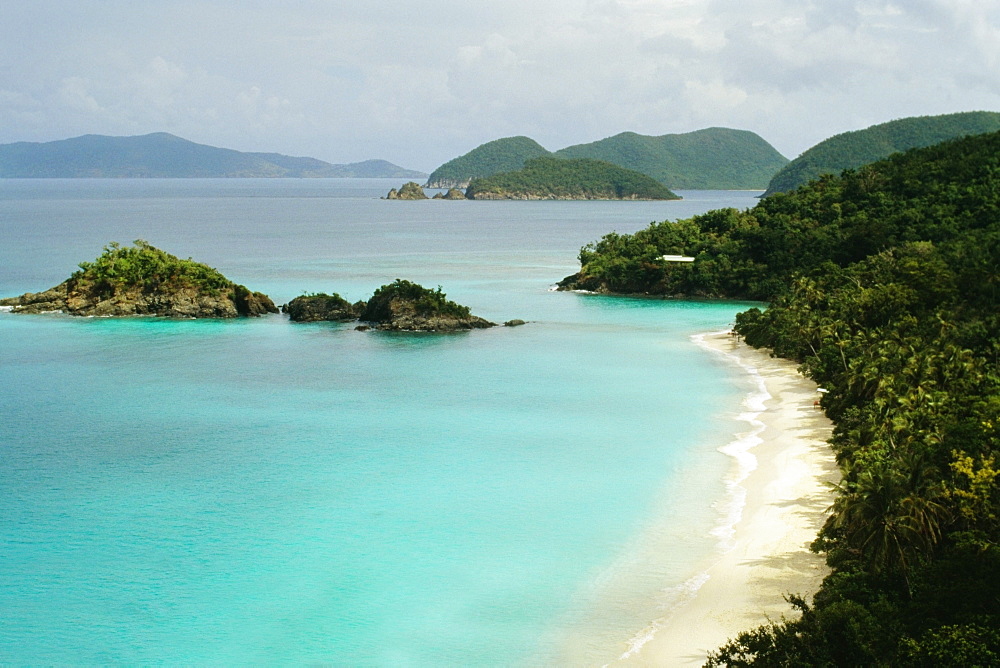 Aerial view of a bay, Trunk Bay, St. John, U.S. Virgin Islands