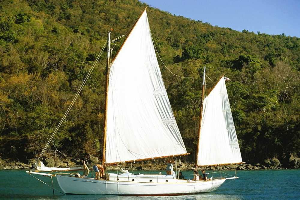 Side view of a sailboat, U.S. Virgin Islands