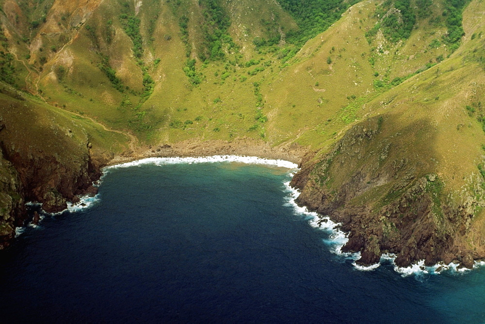 Aerial view of Saba harbor, Virgin Islands