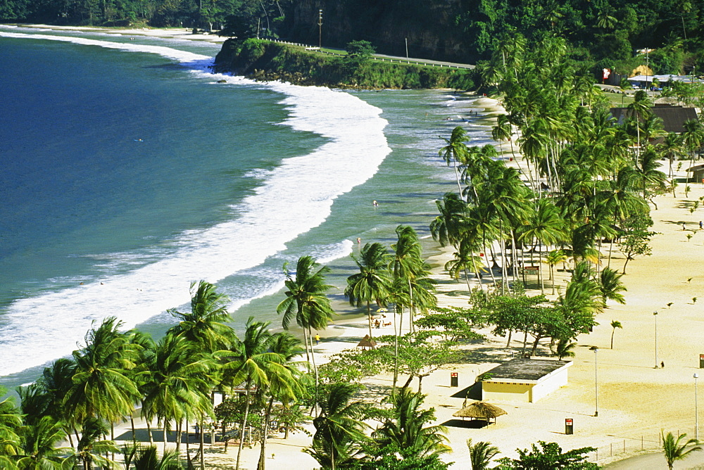 Scenic view of Maracas Beach on a sunny day, Trinidad, Caribbean