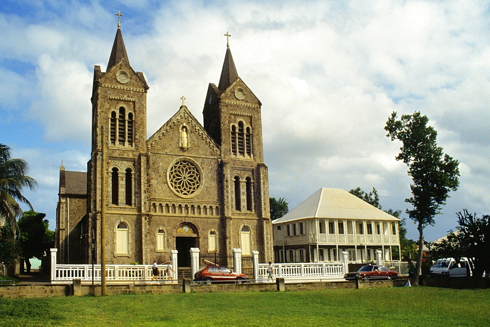 View of a church, St. Kitts, Leeward Islands, Caribbean.