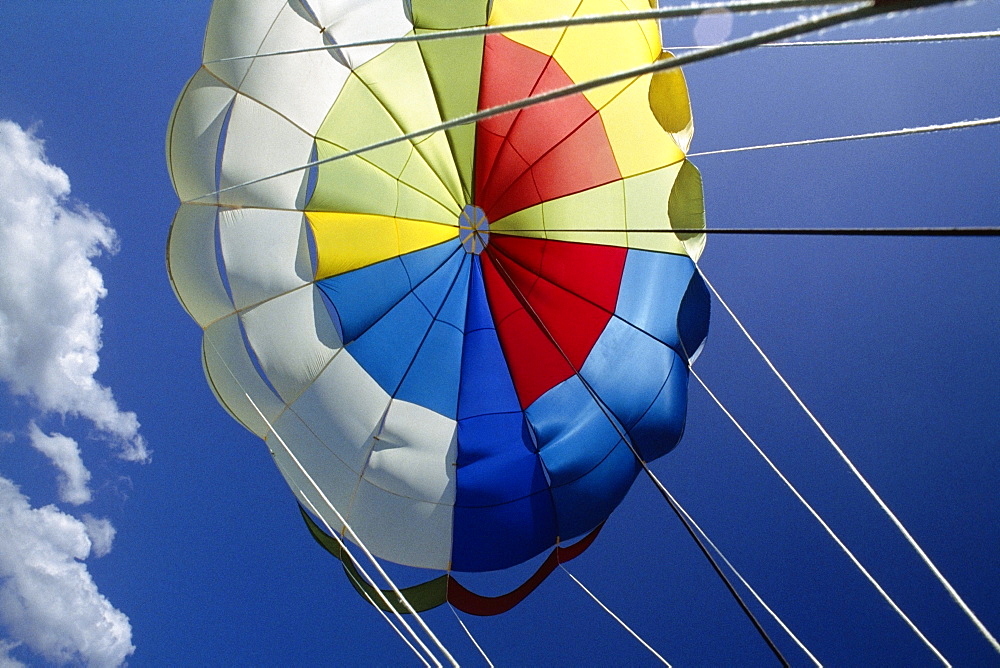 View of the canopy of a parasail, Negril Beach, Jamaica