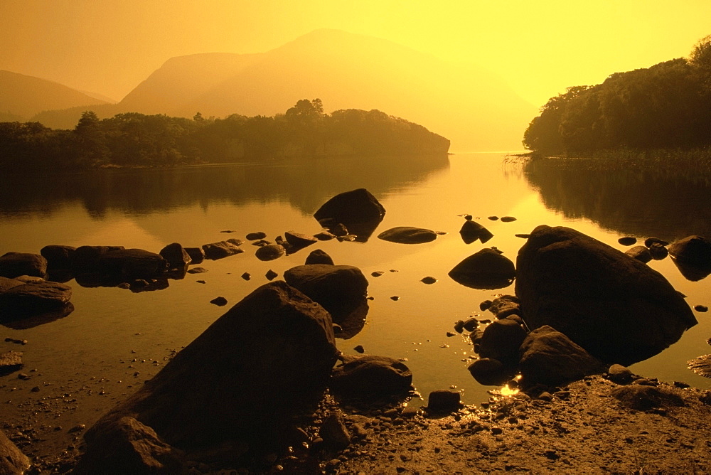 Rocks in a lake, Lake Killarney, County Kerry, Republic of Ireland