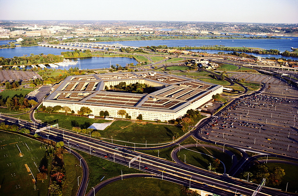 Aerial view of a military building, The Pentagon, Washington DC, USA