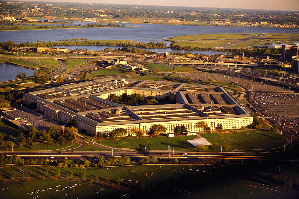 Aerial view of a military building, The Pentagon, Washington DC, USA