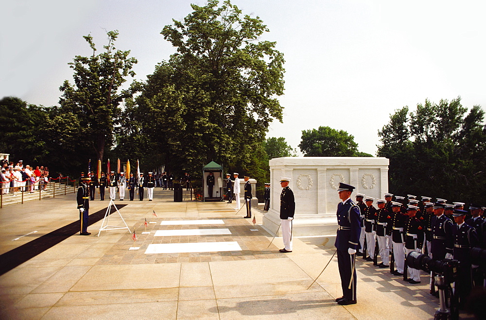 Group of military people at a cemetery, Arlington National Cemetery, Arlington, Virginia, USA