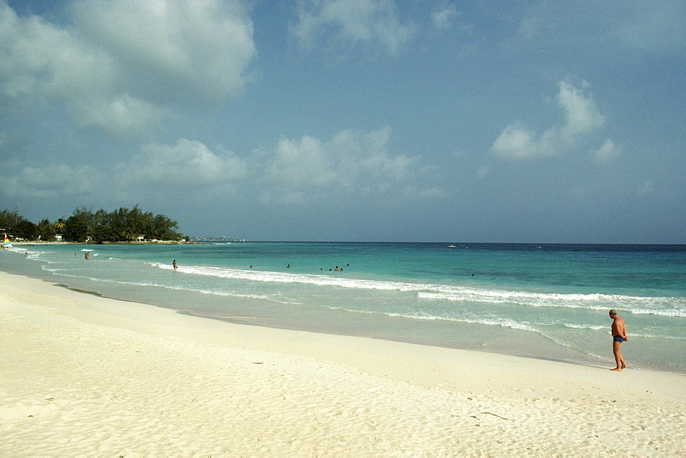 A view of St. Lawrence Gap Beach on the island of Barbados, Caribbean