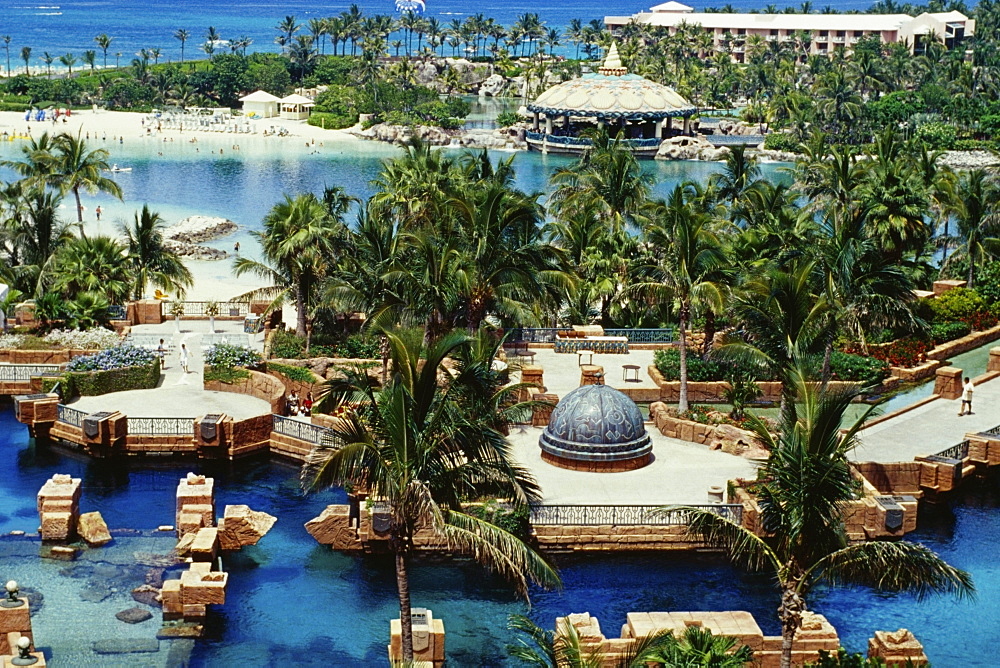 Scenic view of Atlantis Resort on a sunny day, Paradise Island, Nassau, Bahamas