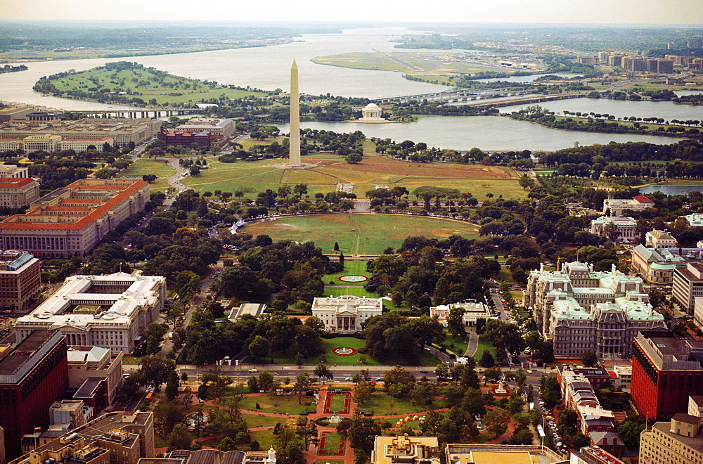 High angle view of a city, Washington DC, USA