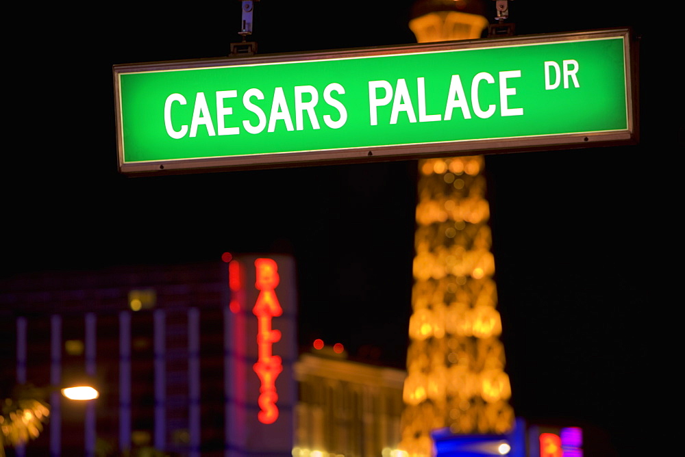 Low angle view of a street name sign, Las Vegas, Nevada, USA