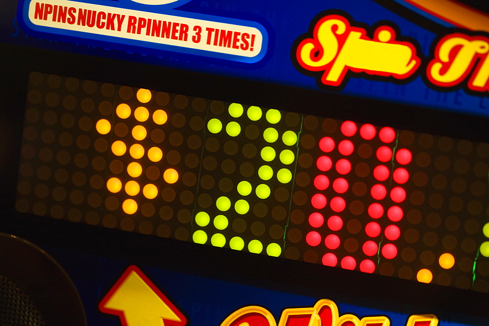 Close-up of a digital display on a slot machine, Las Vegas, Nevada, USA