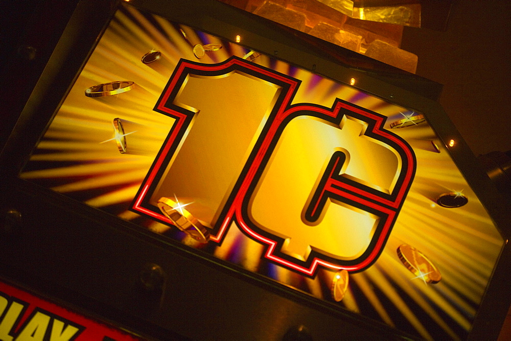 Close-up of a slot machine in a casino, Las Vegas, Nevada, USA