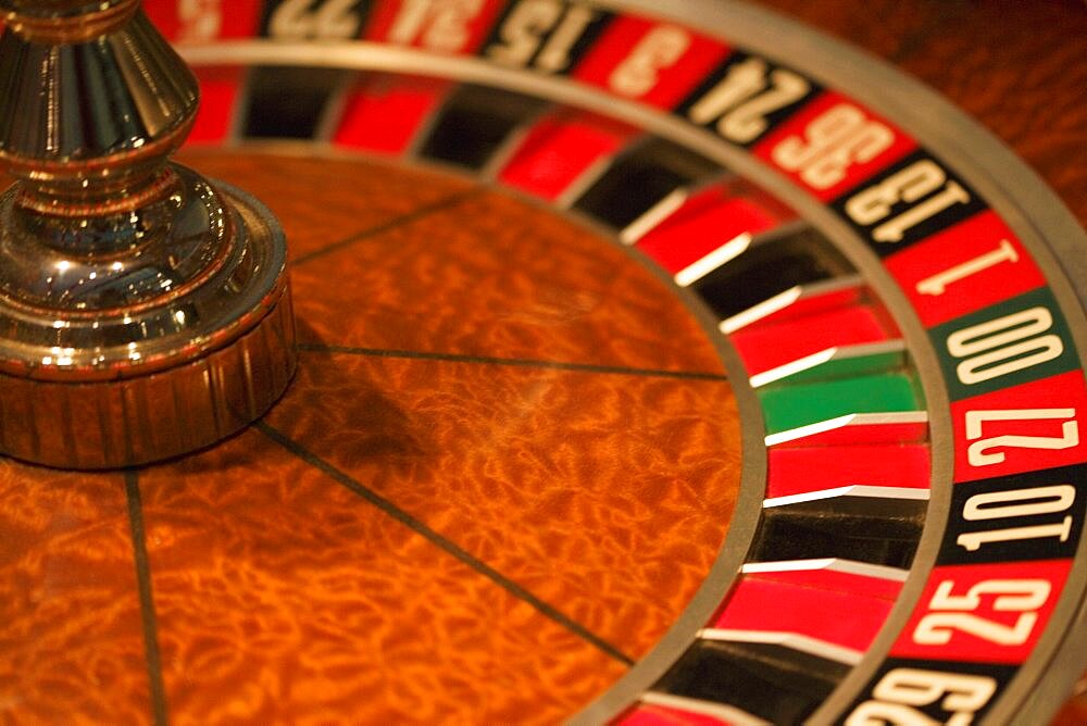 High angle view of a roulette wheel, Las Vegas, Nevada, USA