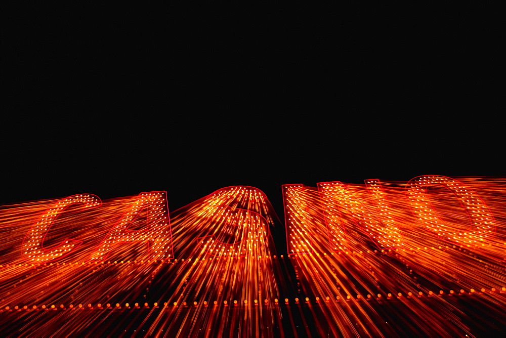 High angle view of a neon sign board, Las Vegas, Nevada, USA