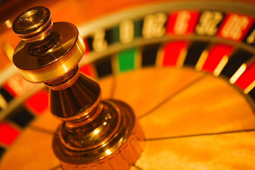 Close-up of a roulette wheel in a casino, Las Vegas, Nevada, USA