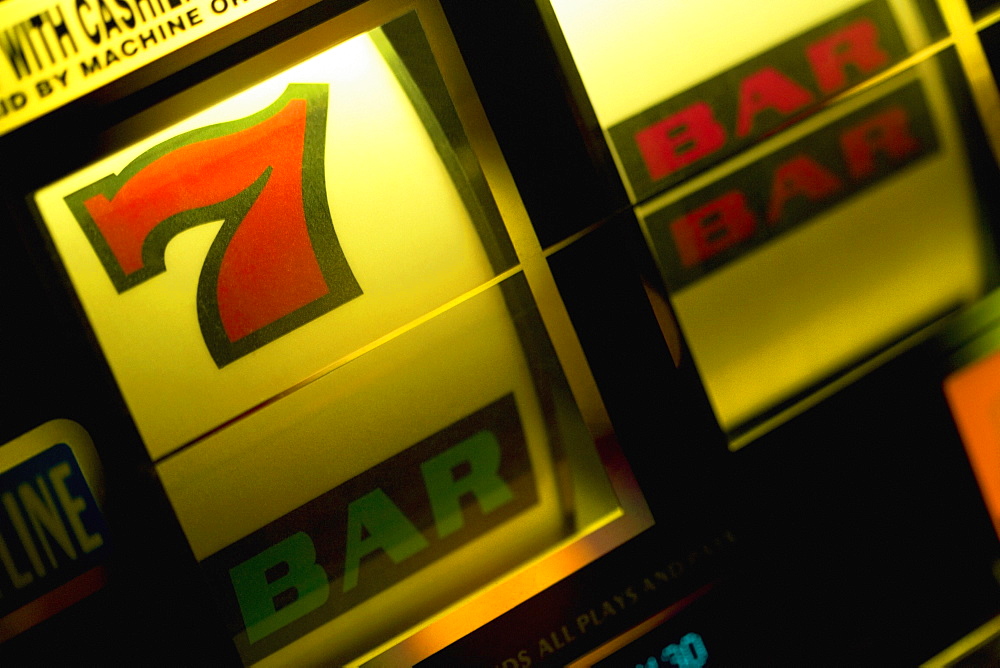 Close-up of a slot machine in a casino, Las Vegas, Nevada, USA