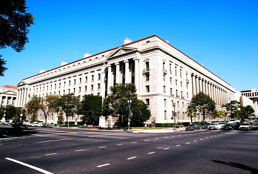 Low angle view of a government building, Justice Department, Washington DC, USA