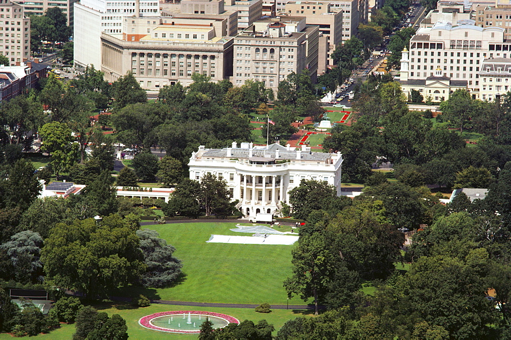 Aerial view of a government building, White House, Washington DC, USA