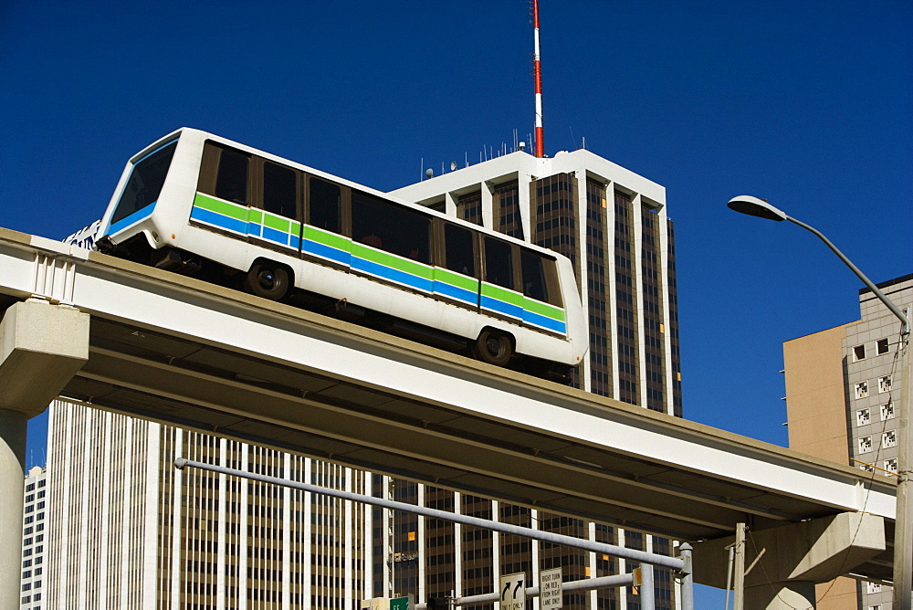 Low angle view of a bus moving on an overpass, Miami, Florida, USA