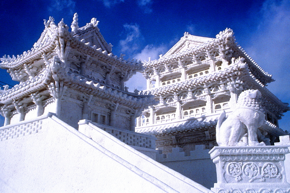 Low angle view of a snow sculpture, Snow Festival, Sapporo, Japan