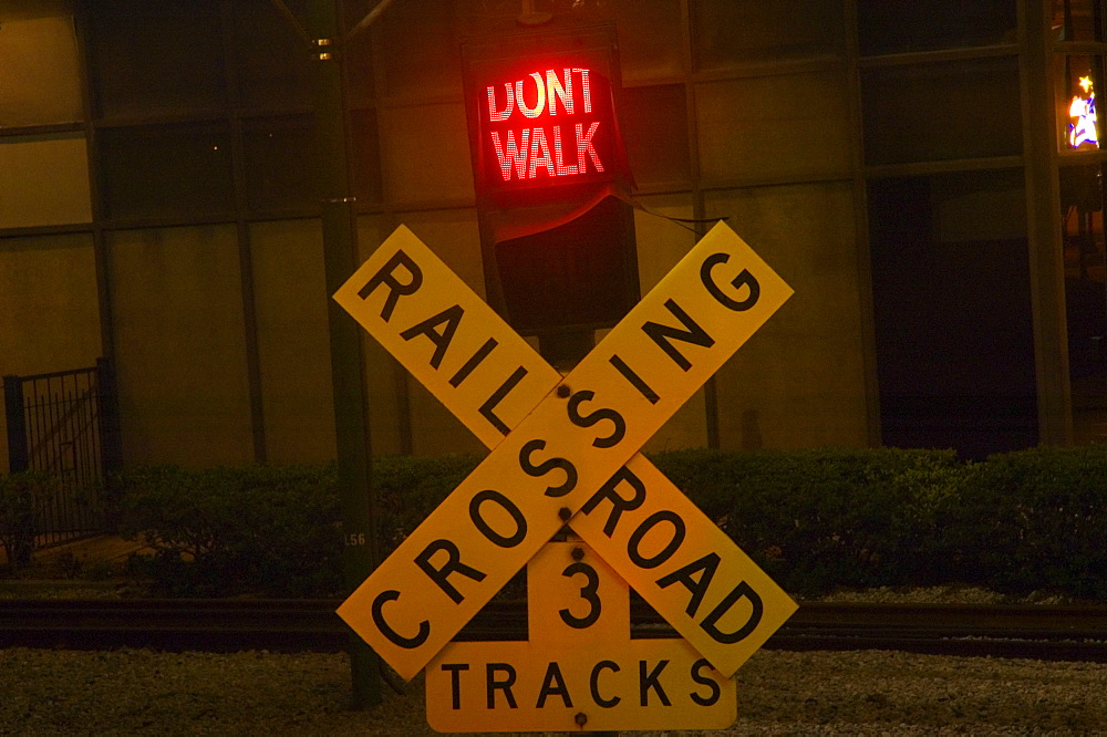 Close-up of a railroad crossing sign, New Orleans, Louisiana, USA