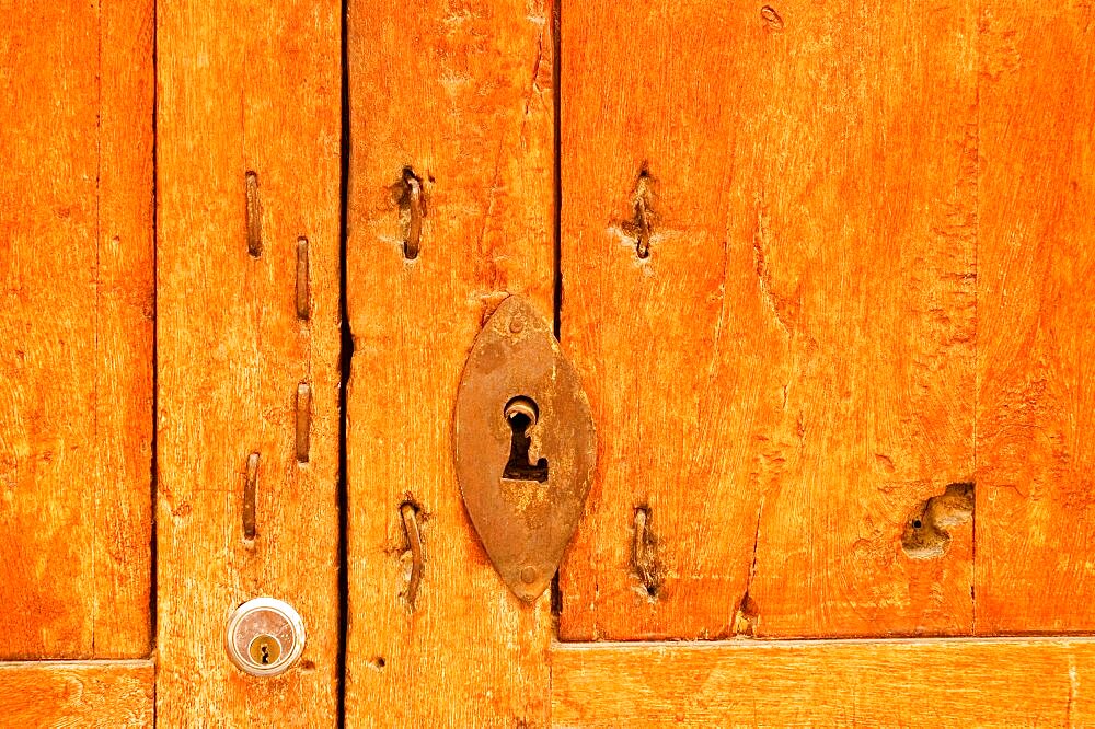 Close-up of a keyhole on a door