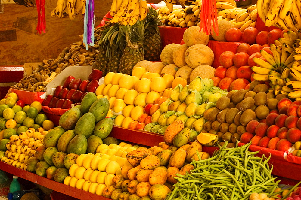 Fruits and vegetables at a market stall, Mexico