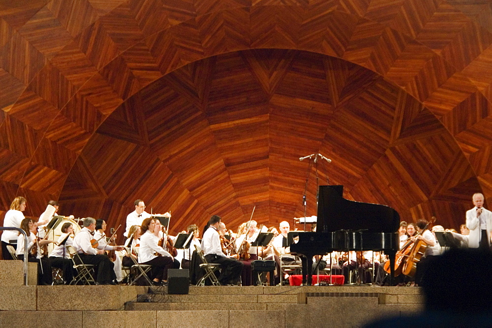 Group of musicians on stage, Boston, Massachusetts, USA