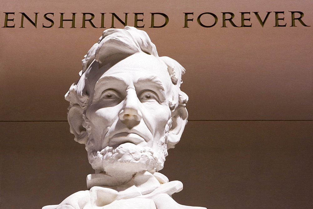 Close-up of Abraham Lincoln Statue, Lincoln Memorial, Washington DC, USA