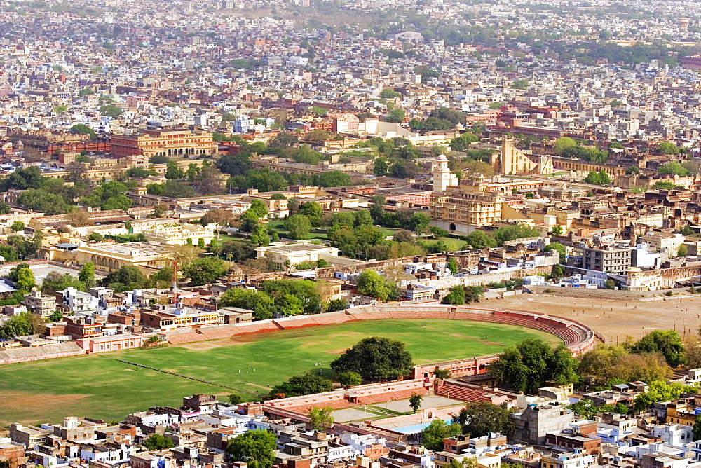 High angle view of a city, Nahargarh Fort, Jaipur, Rajasthan, India