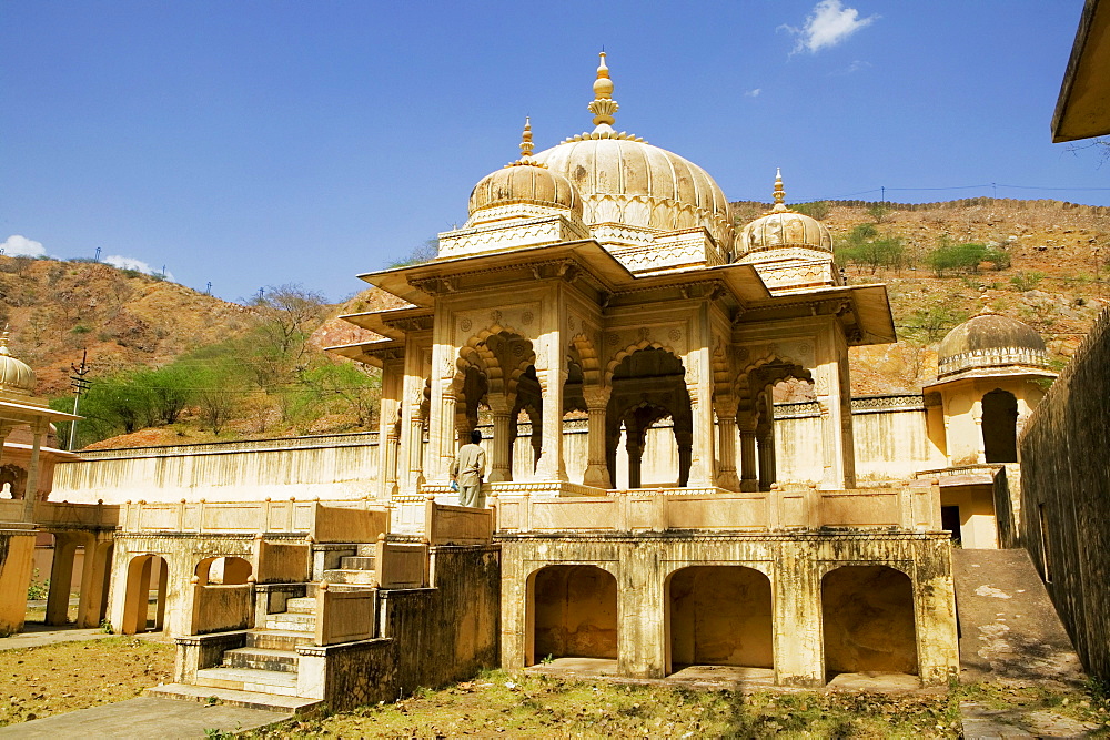 Low angle view of a person standing at the entrance of a building, Royal Gaitor, Jaipur, Rajasthan, India