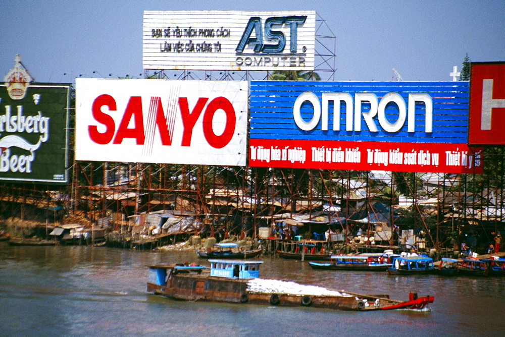 Billboards along Saigon River, Vietnam