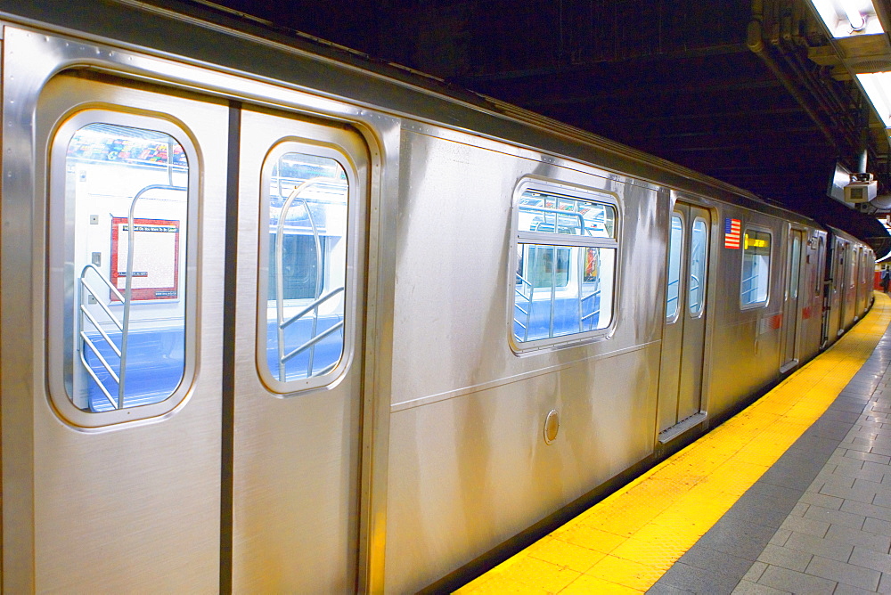 Subway train at a subway platform