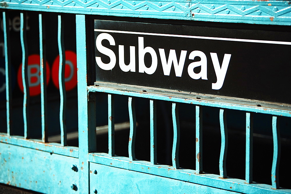 Close-up of a subway sign on an information board