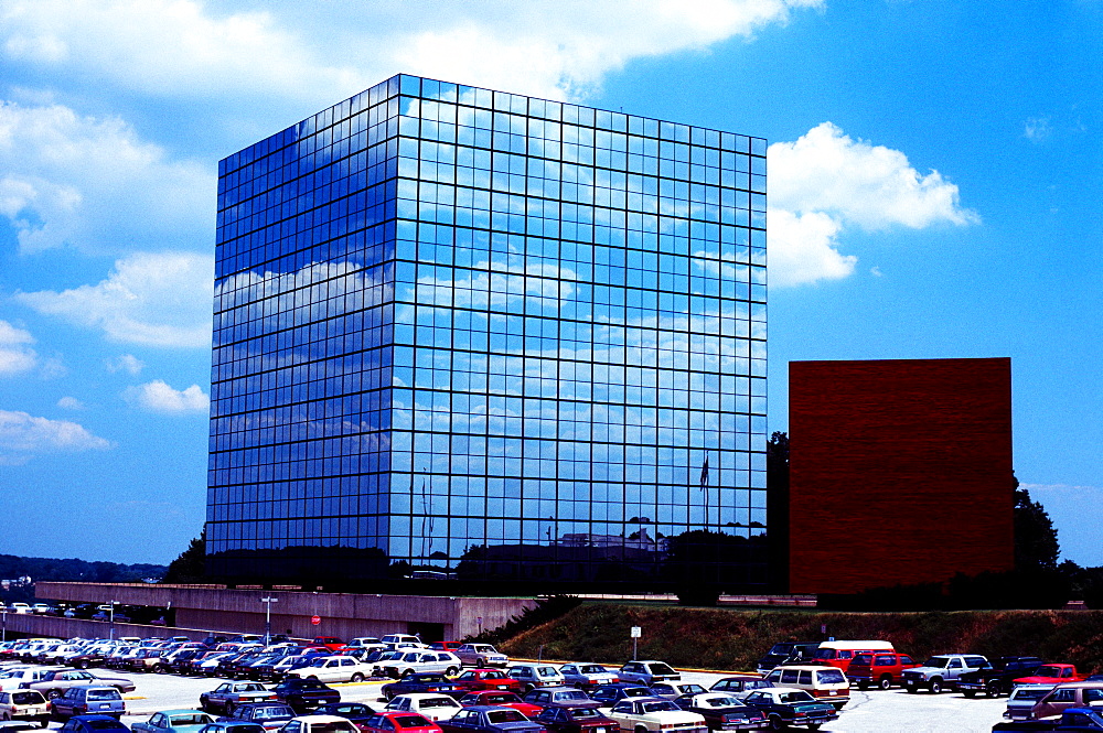 Blue Cross Building with sky reflections in Towson, Maryland