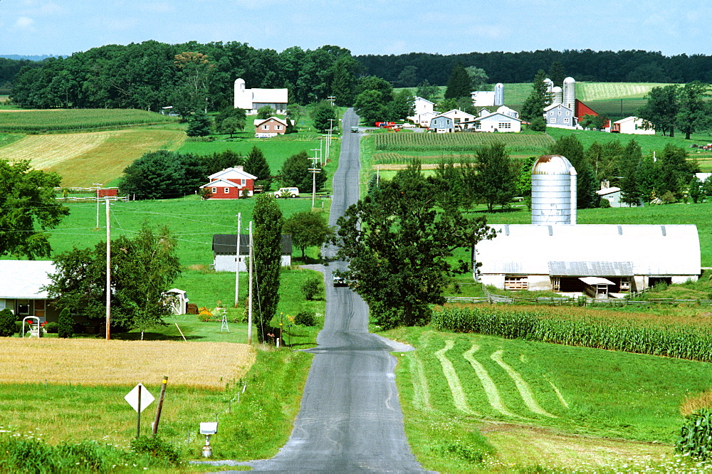 Country road and farmland in western Maryland