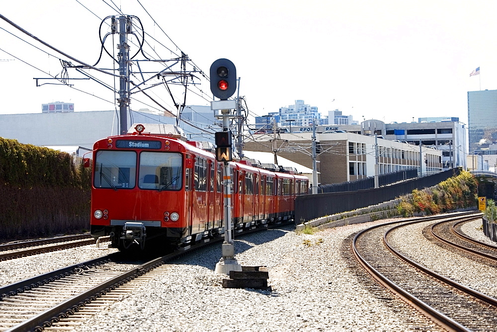 Front profile of a trolley, San Diego, California, USA