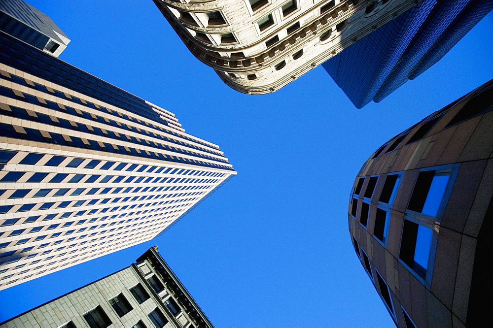 Low angle view of buildings in a city, Boston, Massachusetts, USA