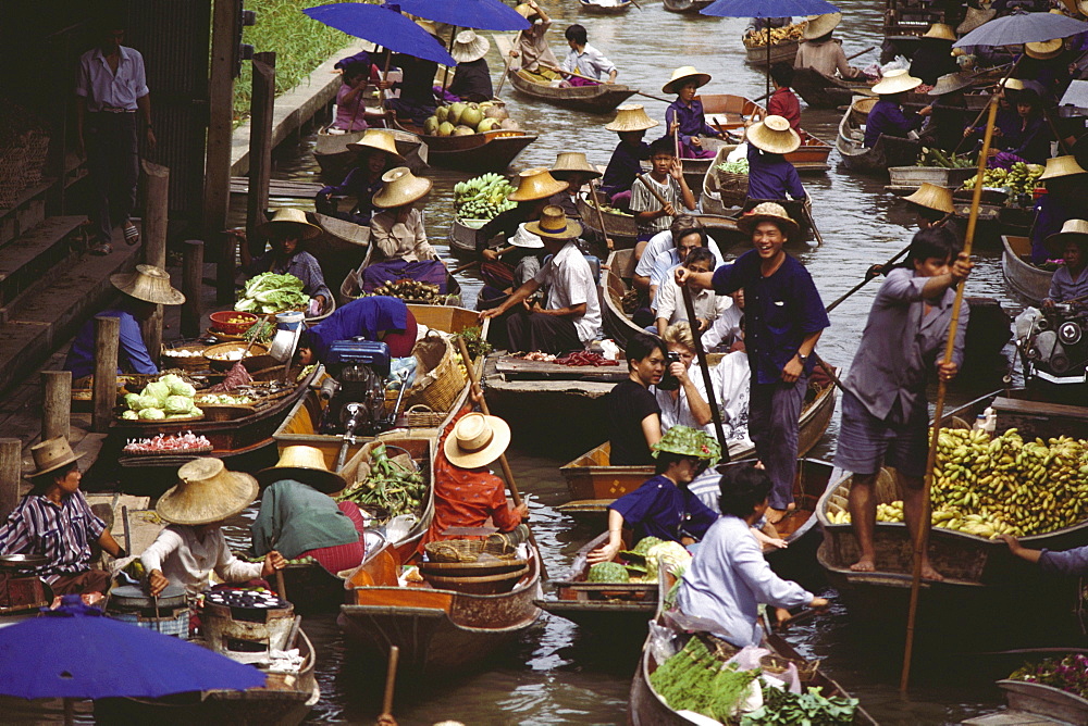 High angle view of a floating market, Bangkok, Thailand