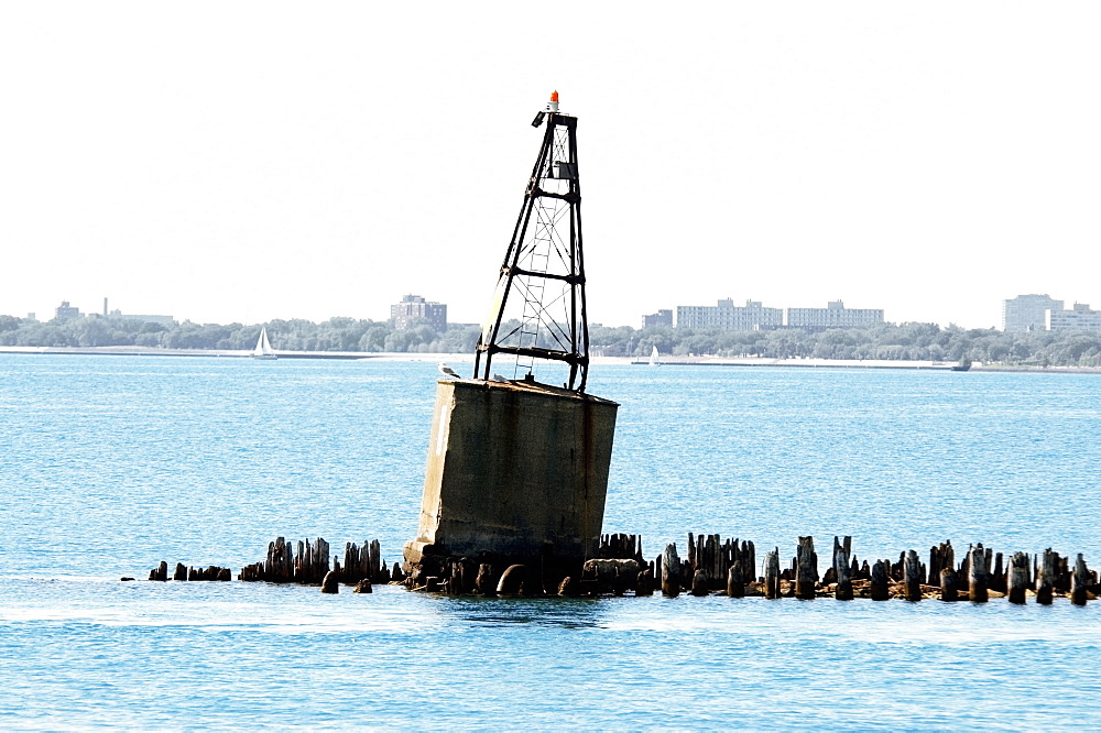 Buoys floating on a lake, Lake Michigan, Chicago, Illinois, USA