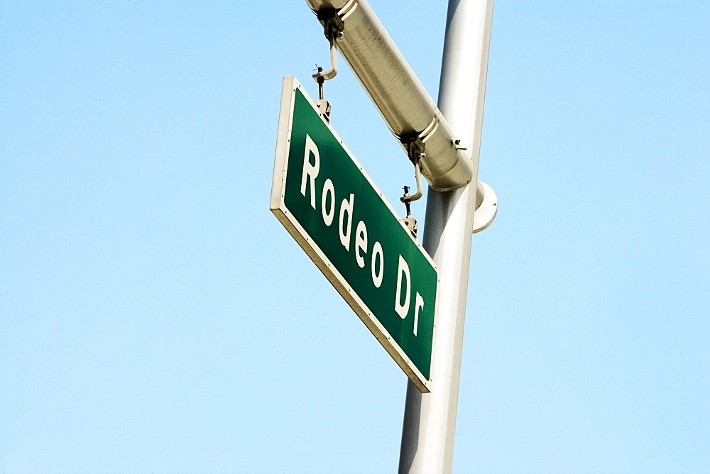 Low angle view of a Rodeo Drive Street Sign, Los Angeles, California, USA