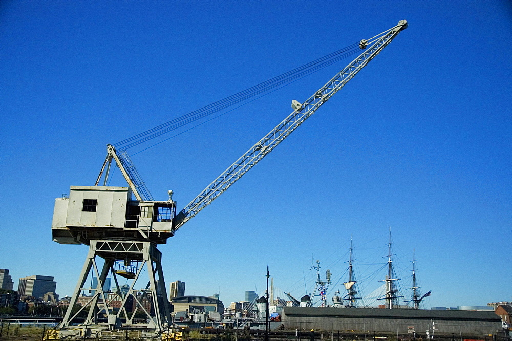 Crane on a dock, Boston Harbor, Boston, Massachusetts, USA