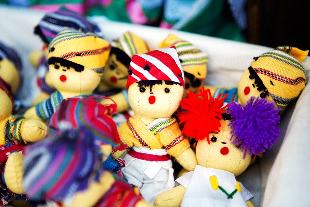 Close-up of handmade dolls, San Diego, California, USA