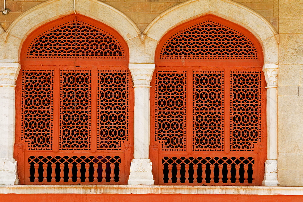 Low angle view of windows of a museum, Government Central Museum, Jaipur, Rajasthan, India