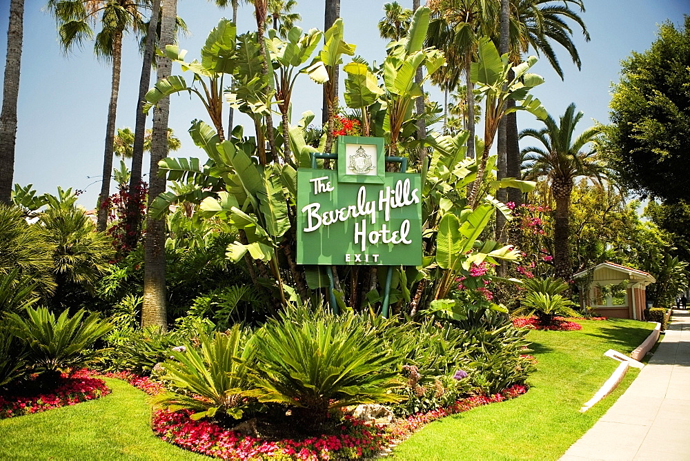 Entrance to a hotel, Beverly Hills Hotel, Los Angeles, California, USA