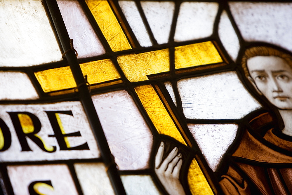 Close-up of a stained glass window