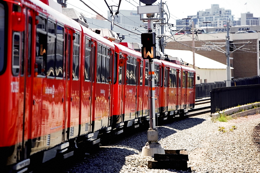 Side profile of a trolley, San Diego, California, USA
